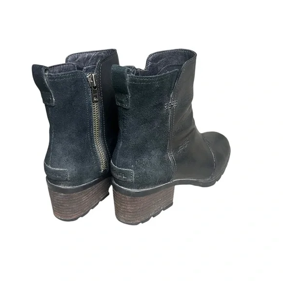 Sorel Cate Women’s black leather Waterproof winter ankle boots SZ 8 - Picture 2 of 6